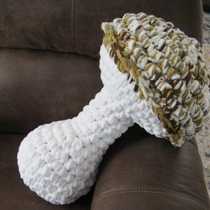 BIG Mushroom Pillow Handmade Crochet Soft Home Decor Retro